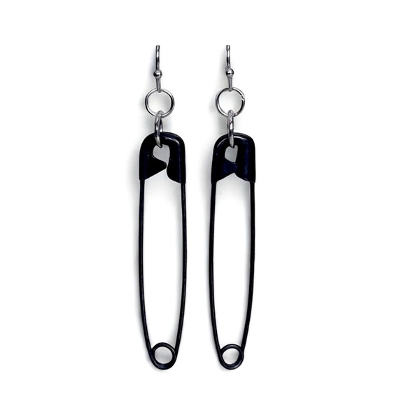 Alternative Jewelry - 5 For $25💫Long Punk Rock Black Safety Pin Dangles Earrings
